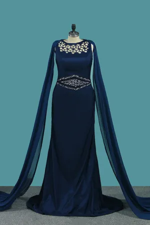 2024 New Arrival Bateau Chiffon With Beading Mermaid Prom Dresses