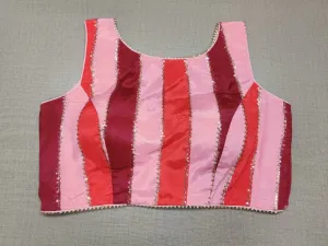 50X882-RO Pink Silk Designer Saree Blouse with Two-Tone Color And Dori Ties