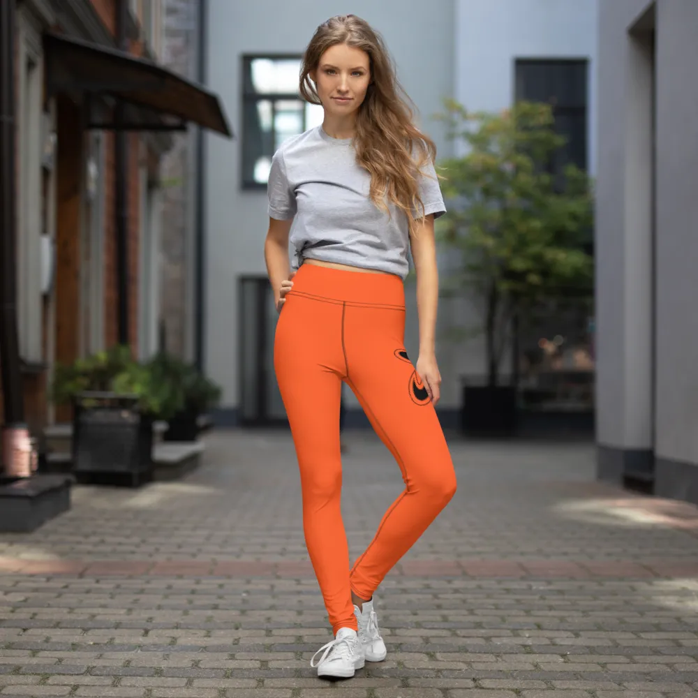 Athletic Apparatus Outrageous Orange Black logo Yoga Leggings