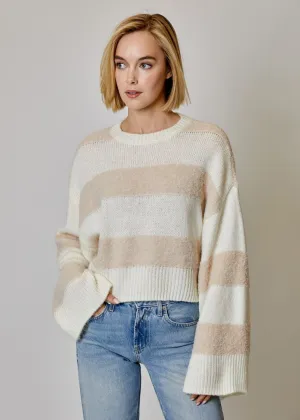 blush stripe crew sweater