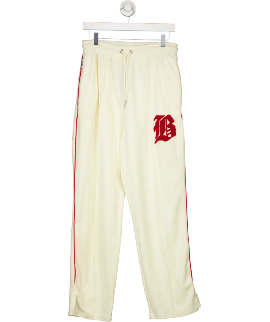 boohooMan Cream Relaxed Fit Towelling Joggers UK S