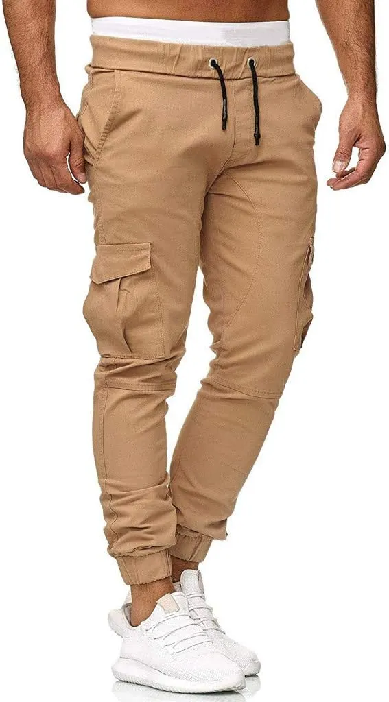 Cargo Pants for Men Relaxed Fit Cargo Sweatpants Stretch Elastic Waist Athletic Workout Jogger Pants Drawstring Sport
