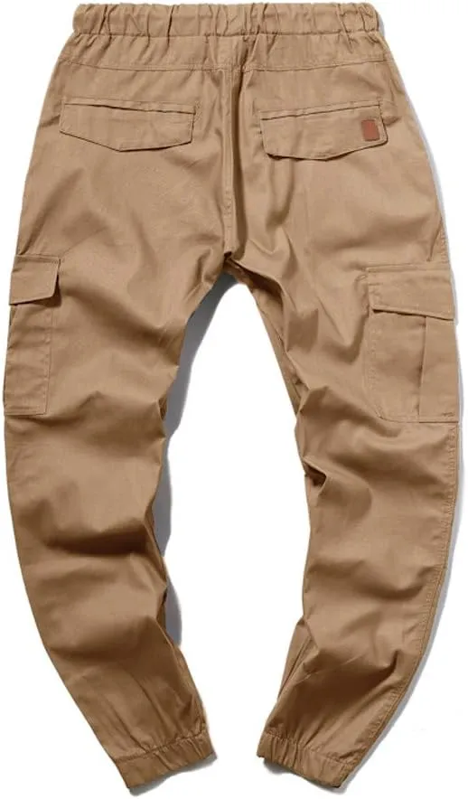 Cargo Pants for Men Relaxed Fit Cargo Sweatpants Stretch Elastic Waist Athletic Workout Jogger Pants Drawstring Sport