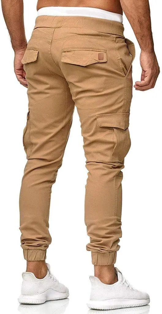 Cargo Pants for Men Relaxed Fit Cargo Sweatpants Stretch Elastic Waist Athletic Workout Jogger Pants Drawstring Sport