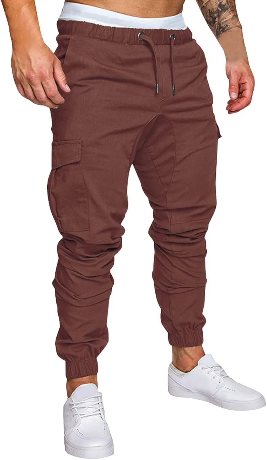 Cargo Pants for Men Relaxed Fit Pants Pocket Loose Fleece Casual Pants Men Fashion Elastic Waist Joggers Cargo Pants