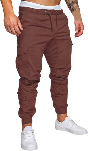 Cargo Pants for Men Relaxed Fit Pants Pocket Loose Fleece Casual Pants Men Fashion Elastic Waist Joggers Cargo Pants