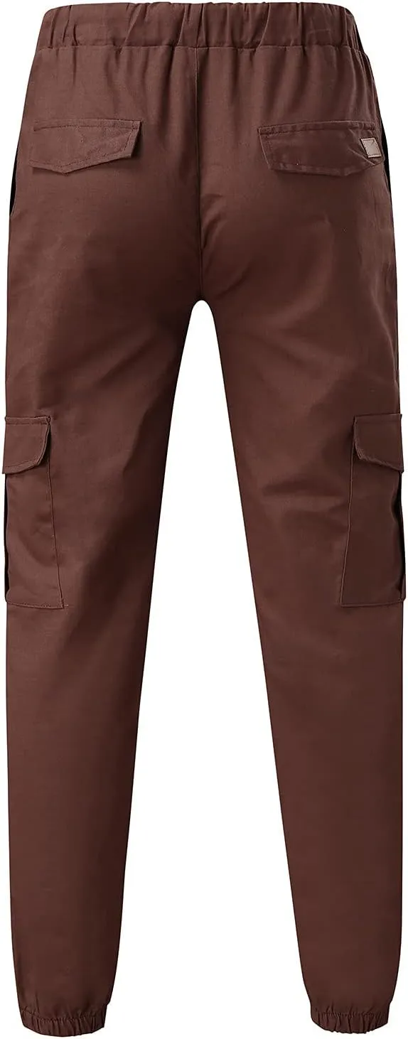 Cargo Pants for Men Relaxed Fit Pants Pocket Loose Fleece Casual Pants Men Fashion Elastic Waist Joggers Cargo Pants