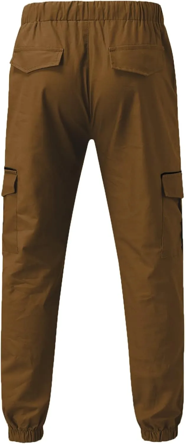 Cargo Pants for Men Relaxed Fit Waist Outdoor Trousers with 7 Pockets Mens Long Cargo Pants Sweatpants Truck Fleece