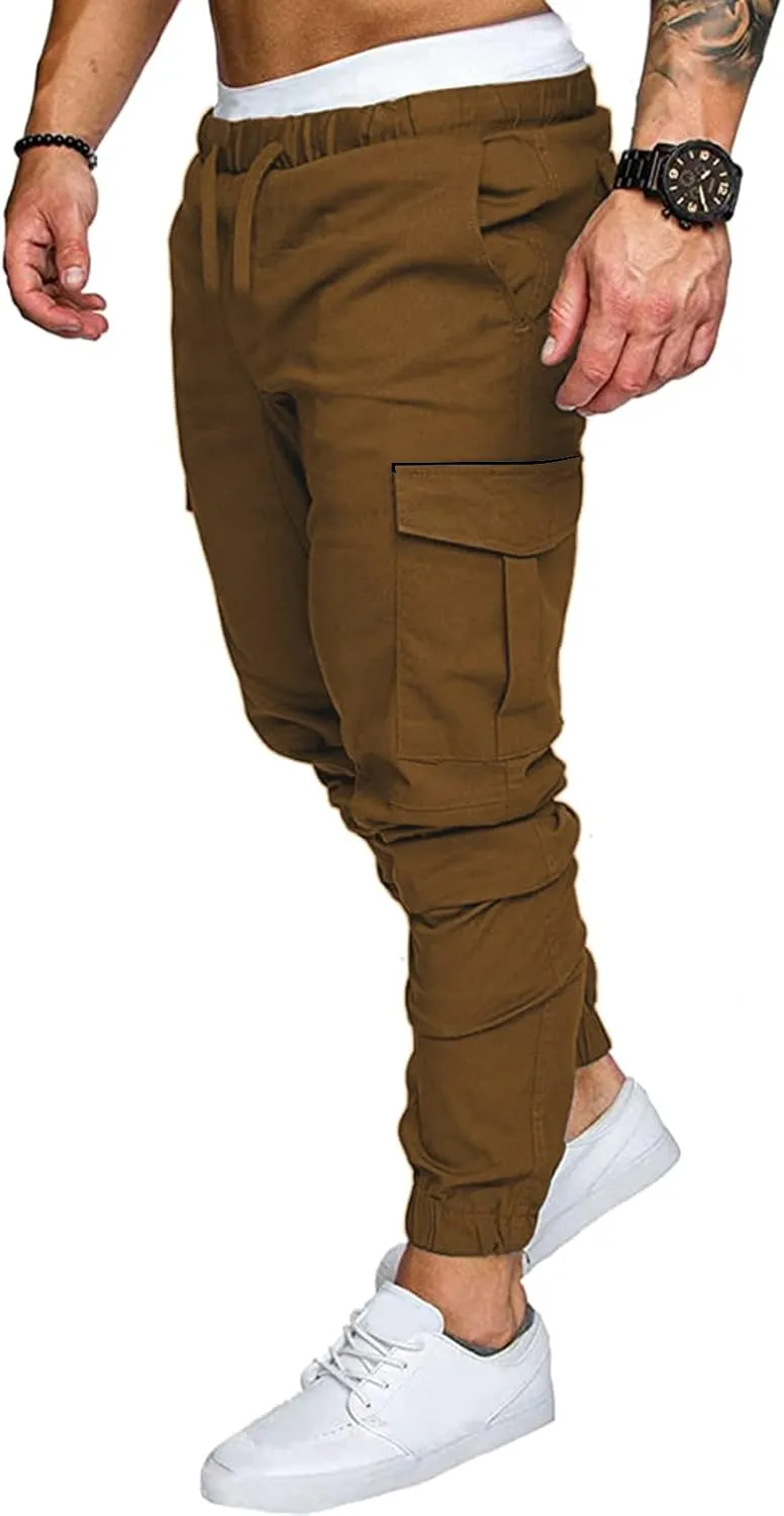 Cargo Pants for Men Relaxed Fit Waist Outdoor Trousers with 7 Pockets Mens Long Cargo Pants Sweatpants Truck Fleece