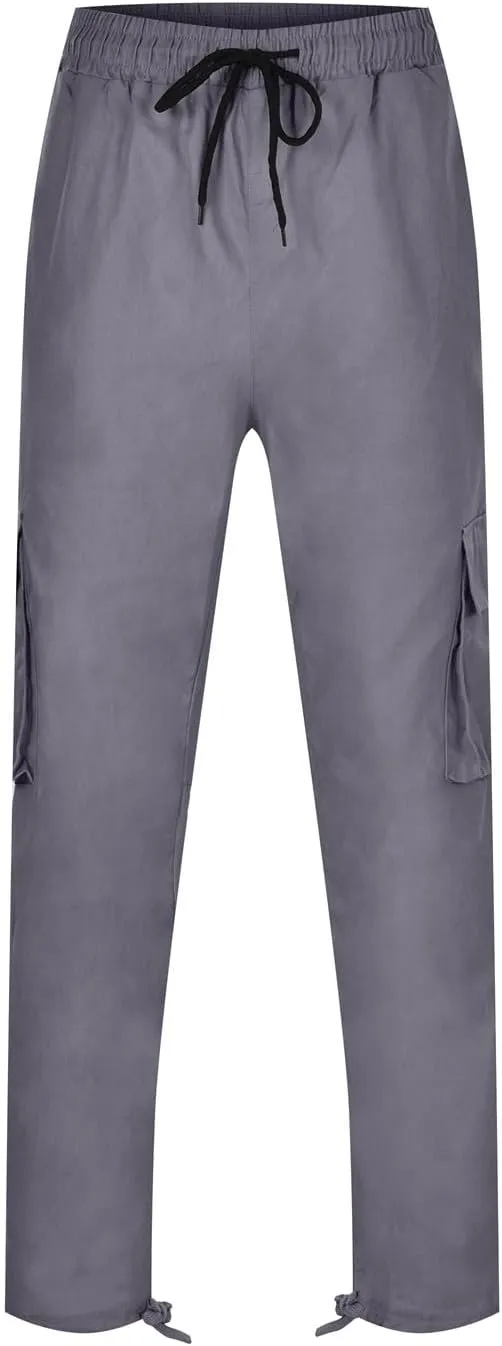 Cargo Sweatpants for Men Big and Tall Open Bottom Stretch Loose Fit Joggers Hiking Running Athletic Cargo Pants