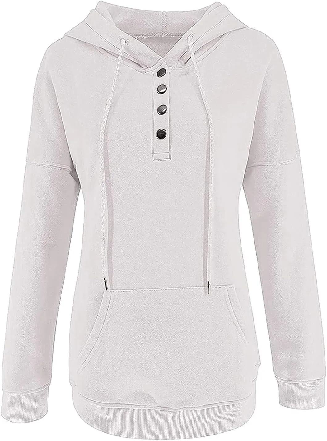 Ceboyel Women Cute Hoodies 2023 Button Collar Pullover Tops Drawstring Long Sleeve Sweatshirts Trendy Teen Girls Clothing
