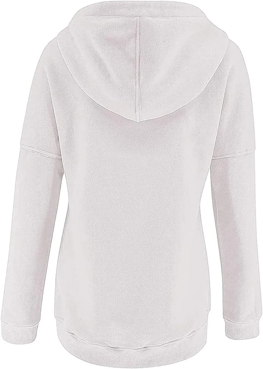 Ceboyel Women Cute Hoodies 2023 Button Collar Pullover Tops Drawstring Long Sleeve Sweatshirts Trendy Teen Girls Clothing