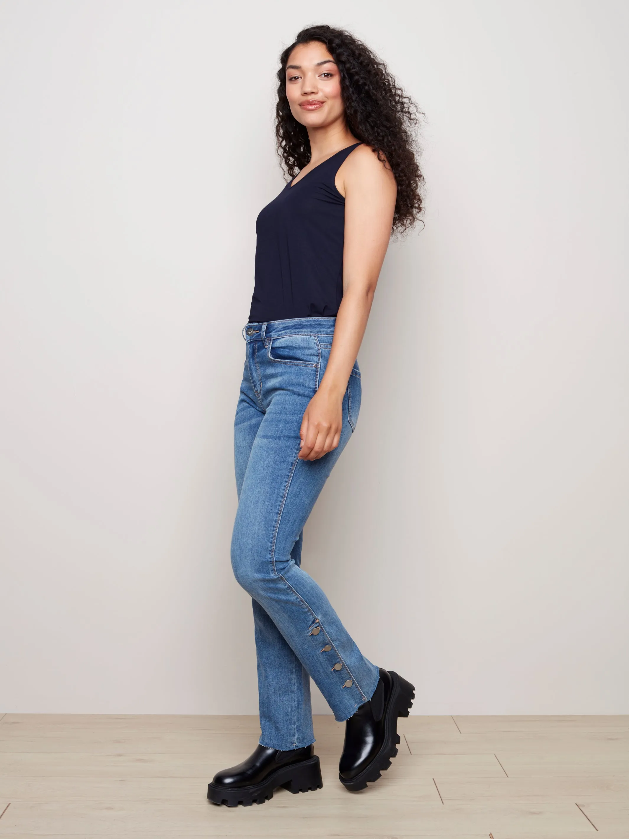 Charlie B Fall/Winter 2022-Flared Jeans - C5369-LT Blue