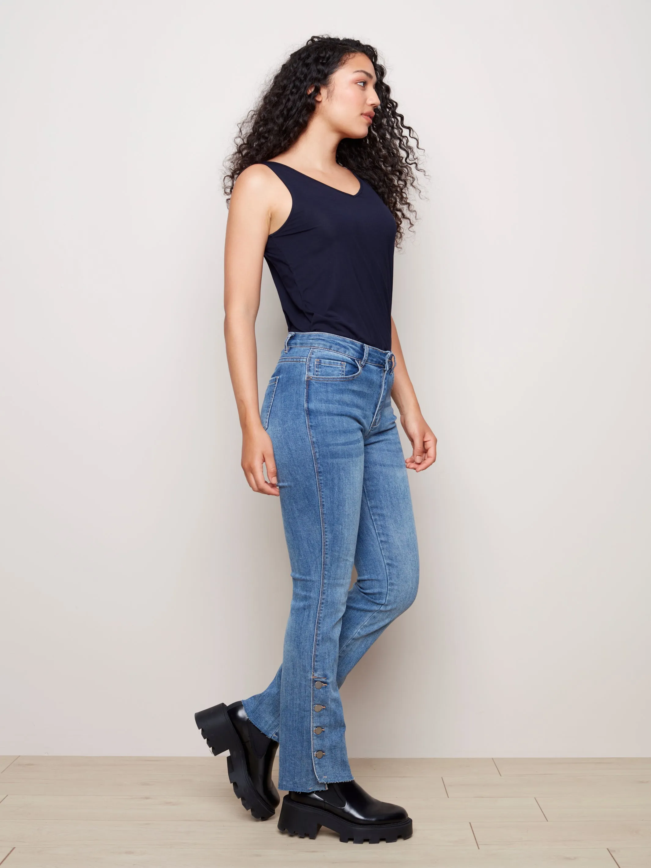 Charlie B Fall/Winter 2022-Flared Jeans - C5369-LT Blue