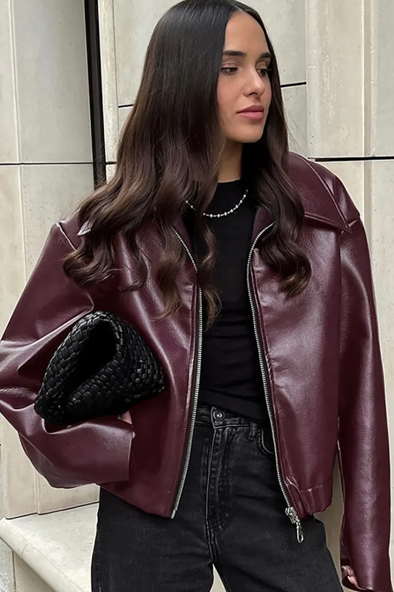 Chic Urban Oversized Leather Jacket