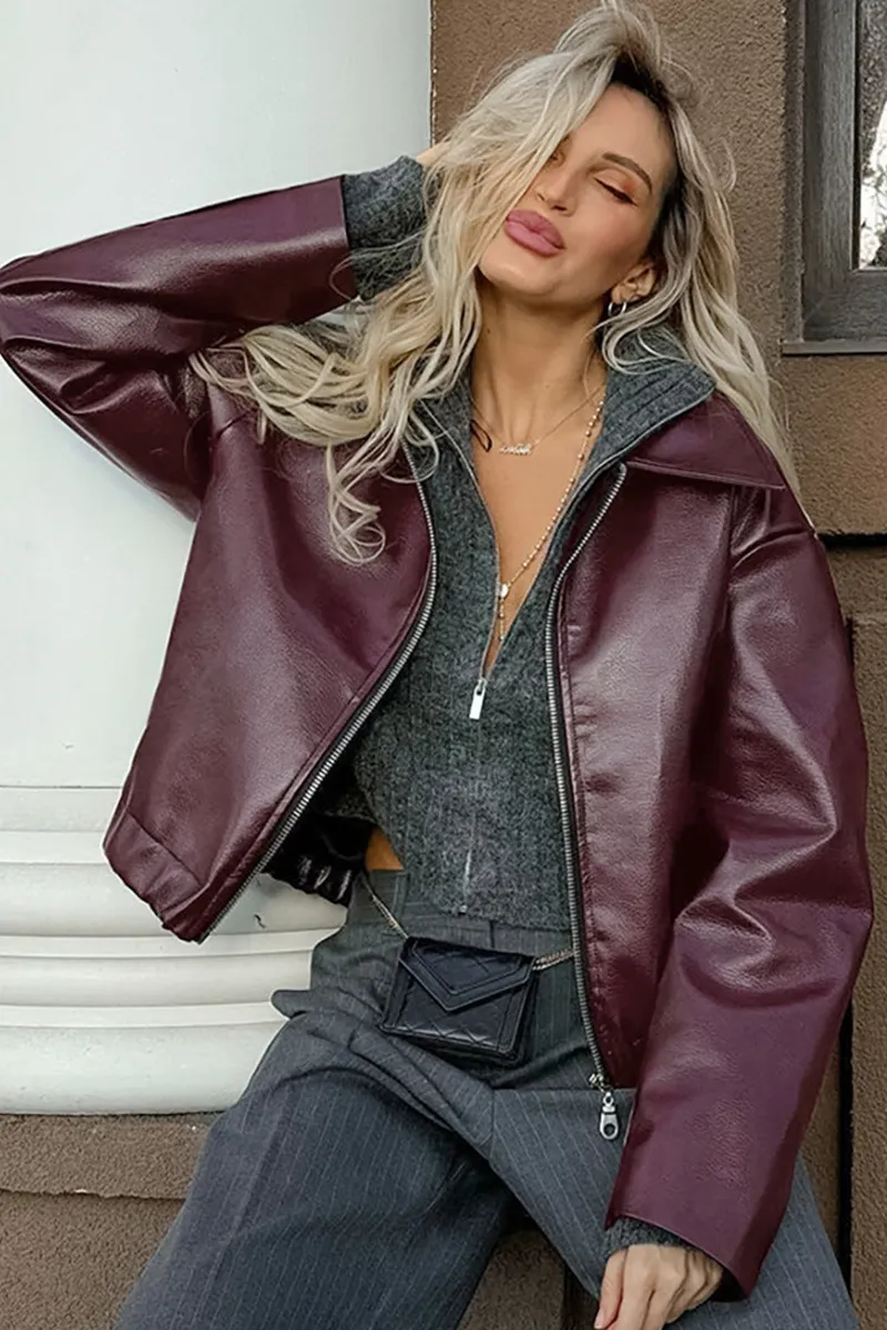 Chic Urban Oversized Leather Jacket