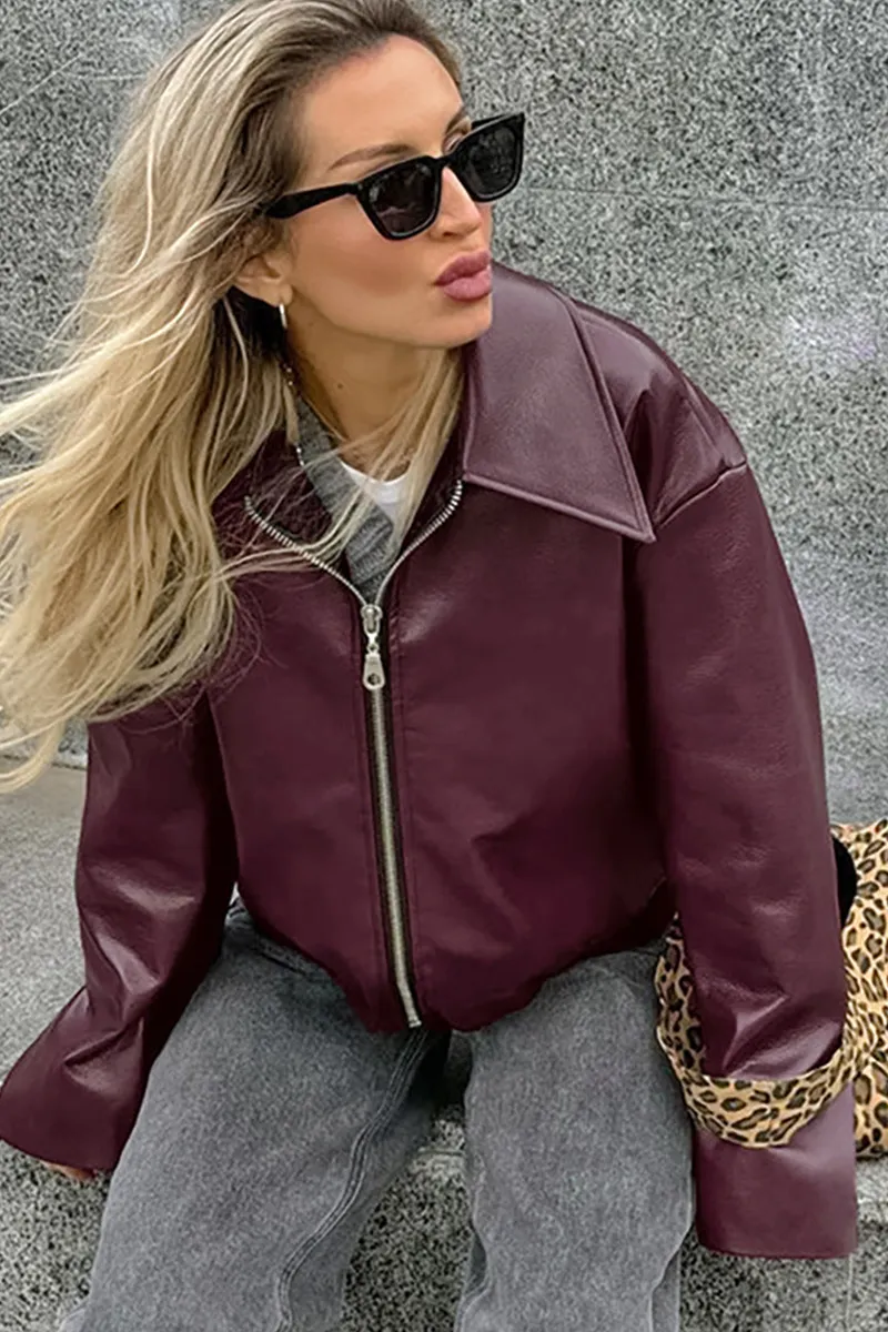 Chic Urban Oversized Leather Jacket