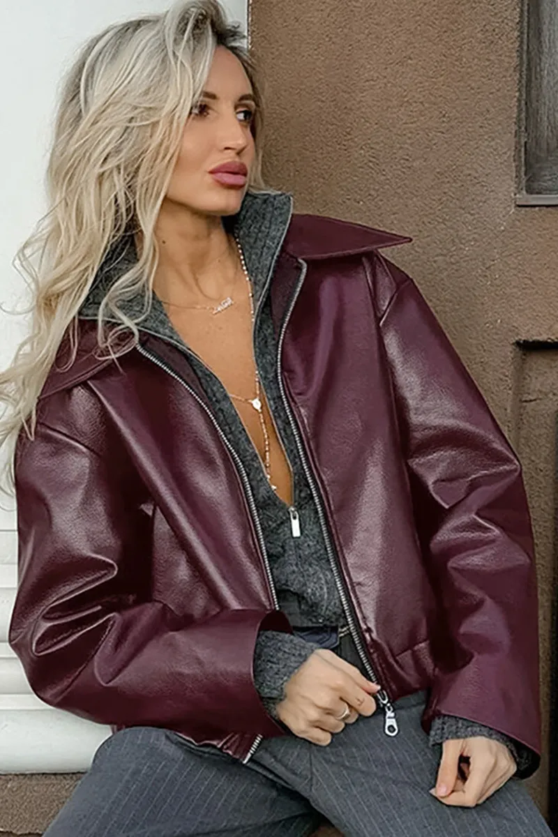 Chic Urban Oversized Leather Jacket