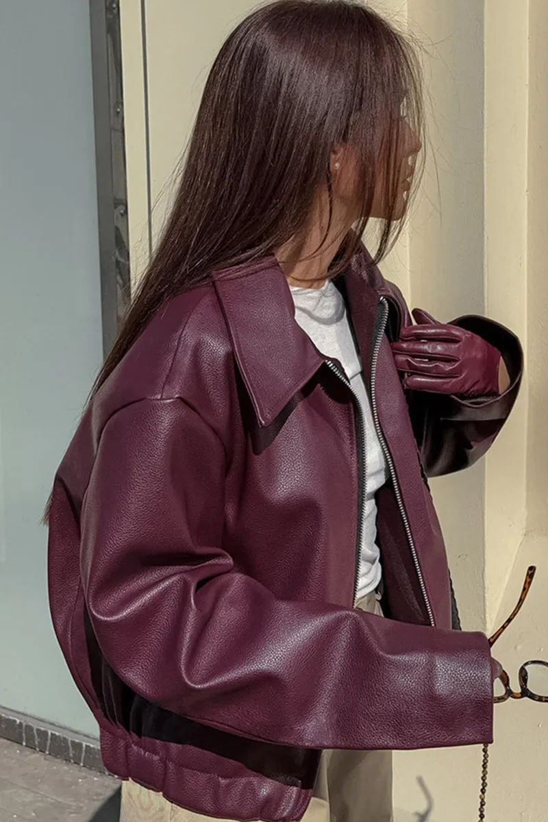 Chic Urban Oversized Leather Jacket