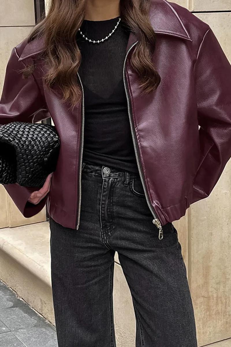 Chic Urban Oversized Leather Jacket