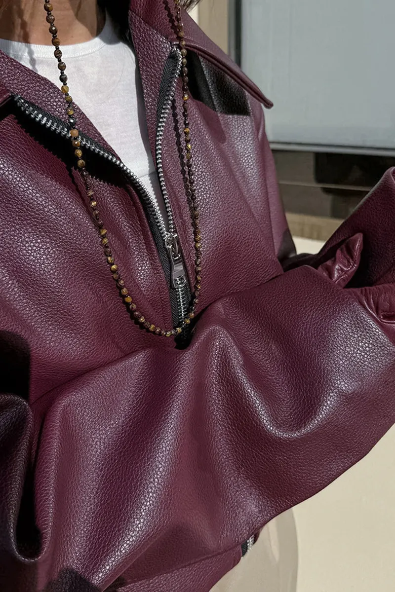 Chic Urban Oversized Leather Jacket