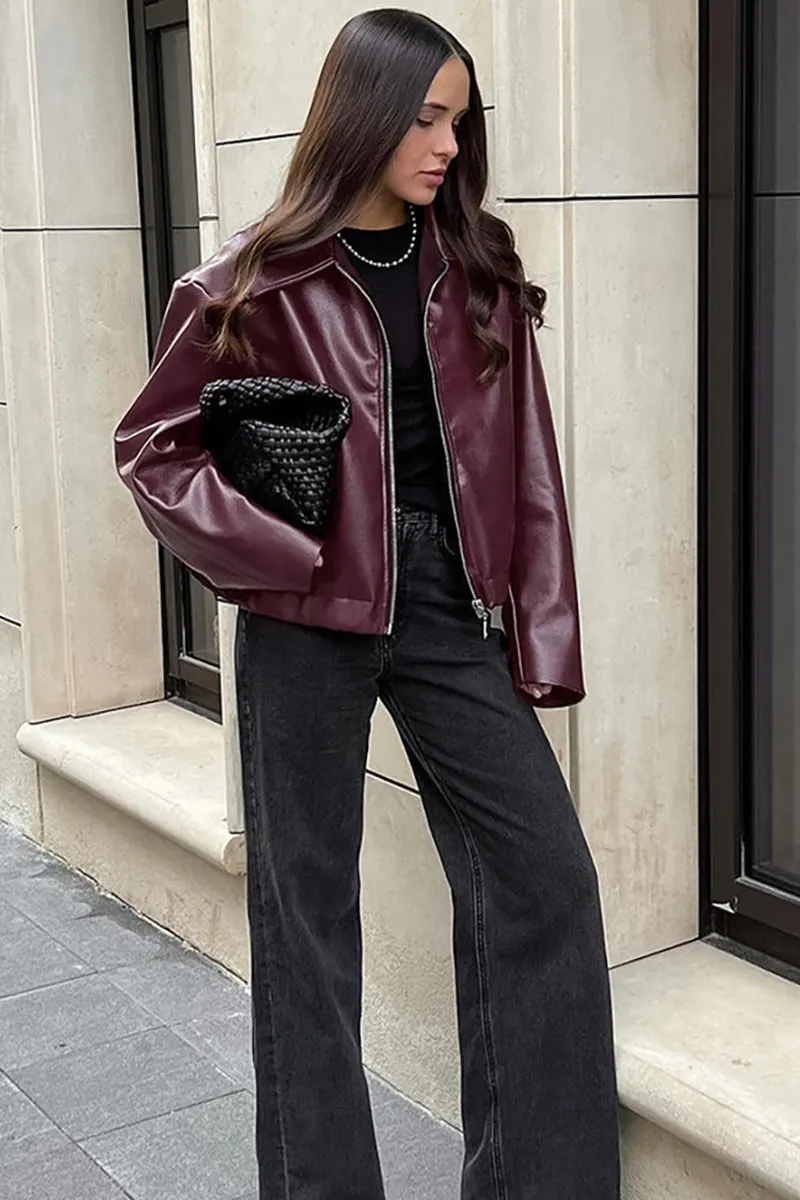 Chic Urban Oversized Leather Jacket
