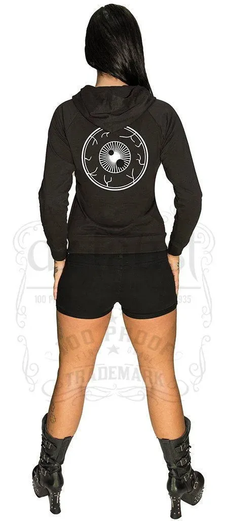 Creepy Eyeball Planet Hoodie in Soft Touch Cotton for Women
