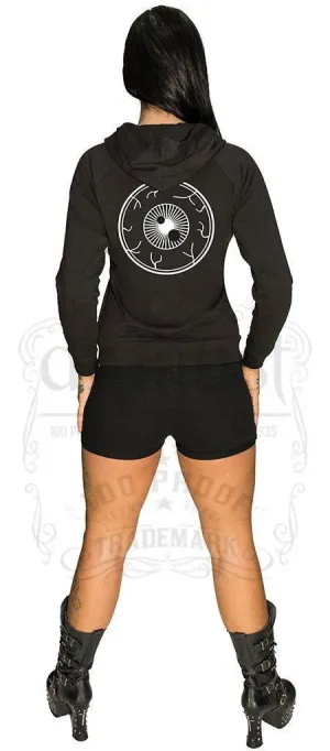Creepy Eyeball Planet Hoodie in Soft Touch Cotton for Women