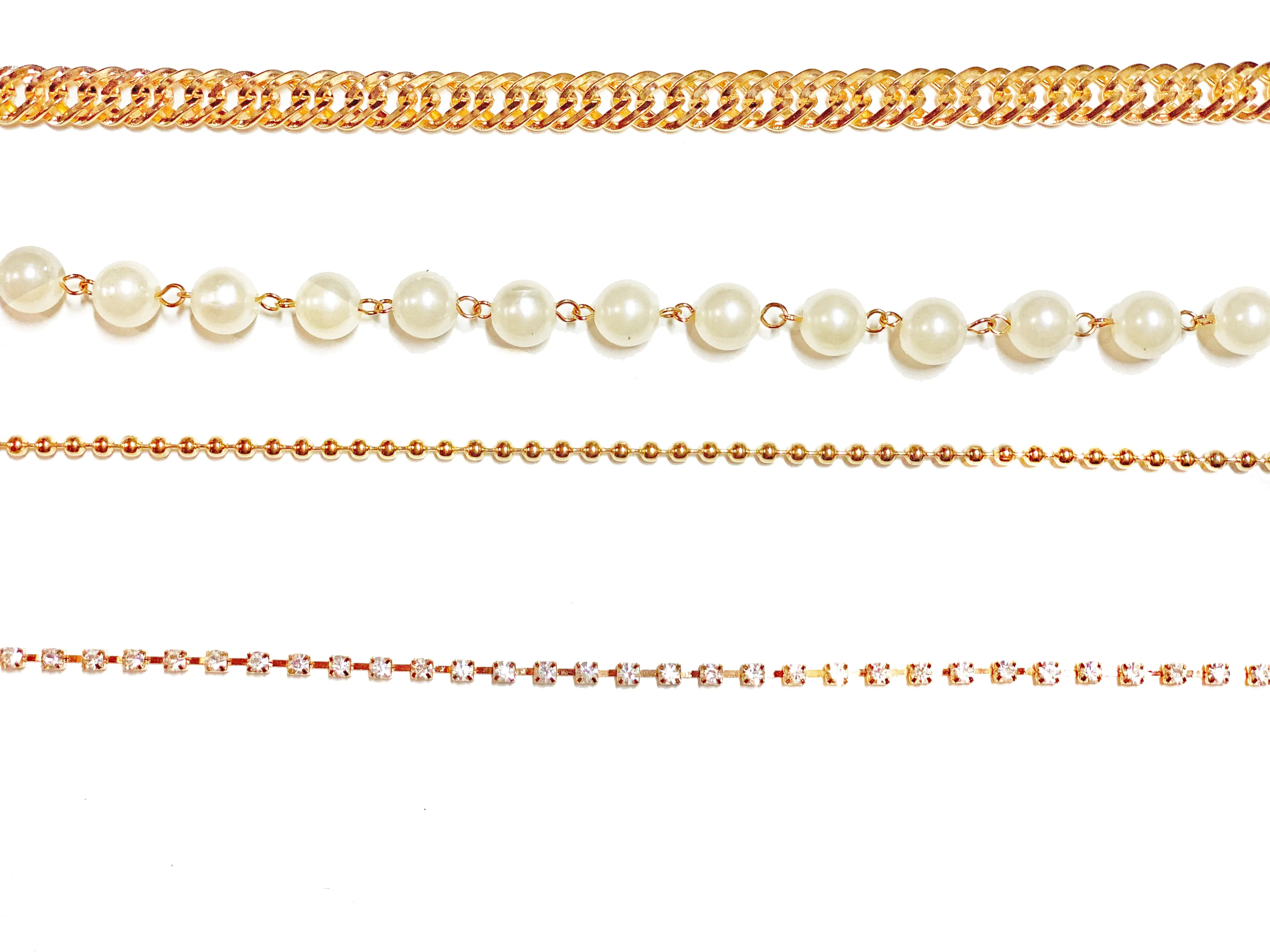 Deal Fashionista  4 Strands Rhinestones Pearls Chain Belt