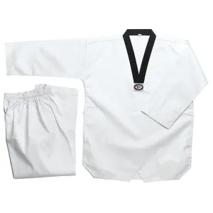 Deluxe Taekwondo Uniform (Ribbed) - Black V-Neck
