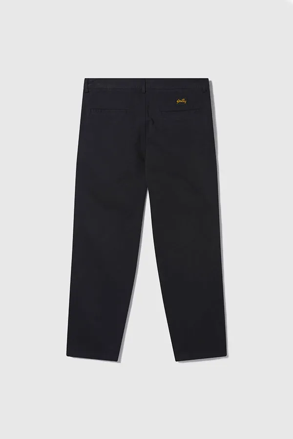 Double Pleat Chino - Black Twill