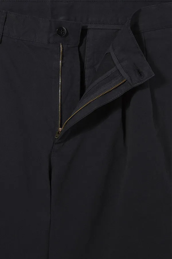 Double Pleat Chino - Black Twill
