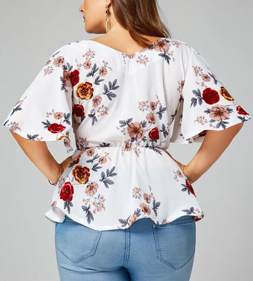 Elegant Ruffle Plus Size Top