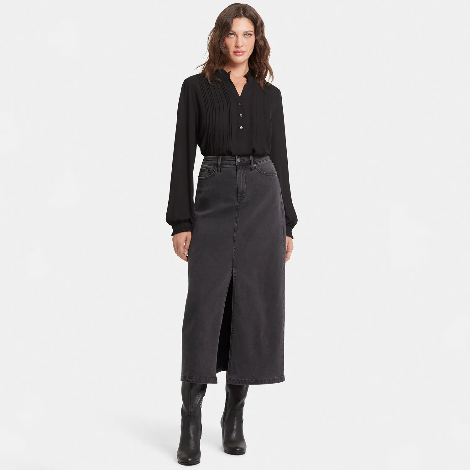 High Rise Long Skirt In Petite - Cloud Stone