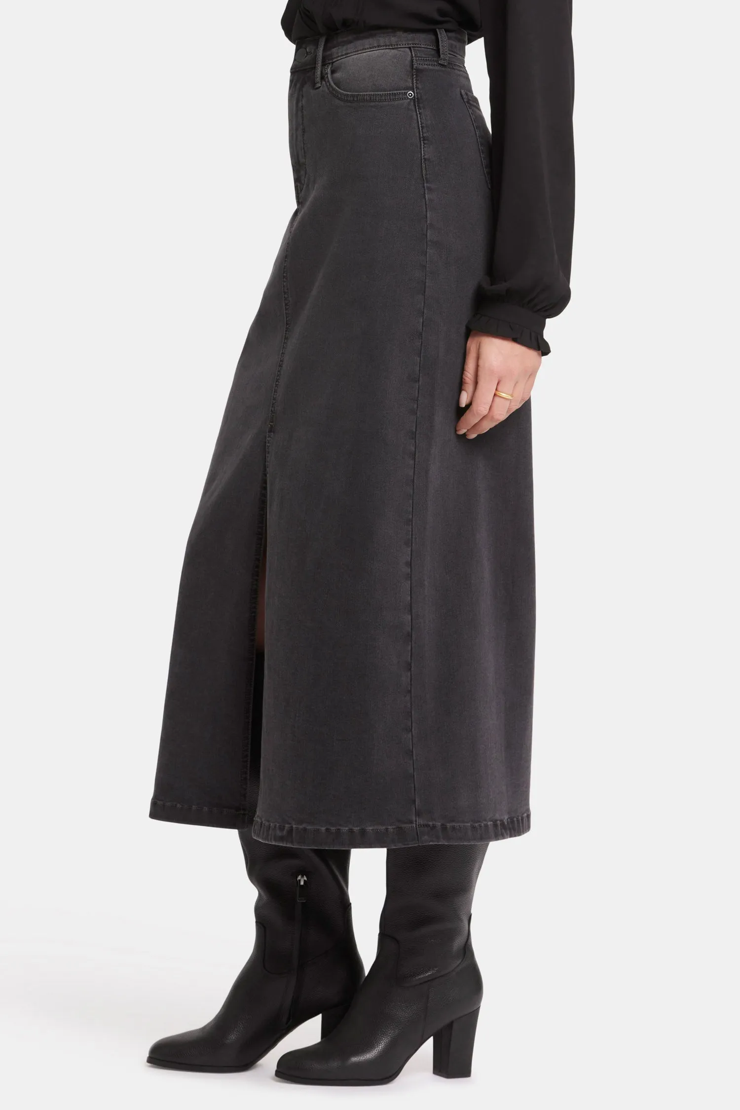 High Rise Long Skirt In Petite - Cloud Stone