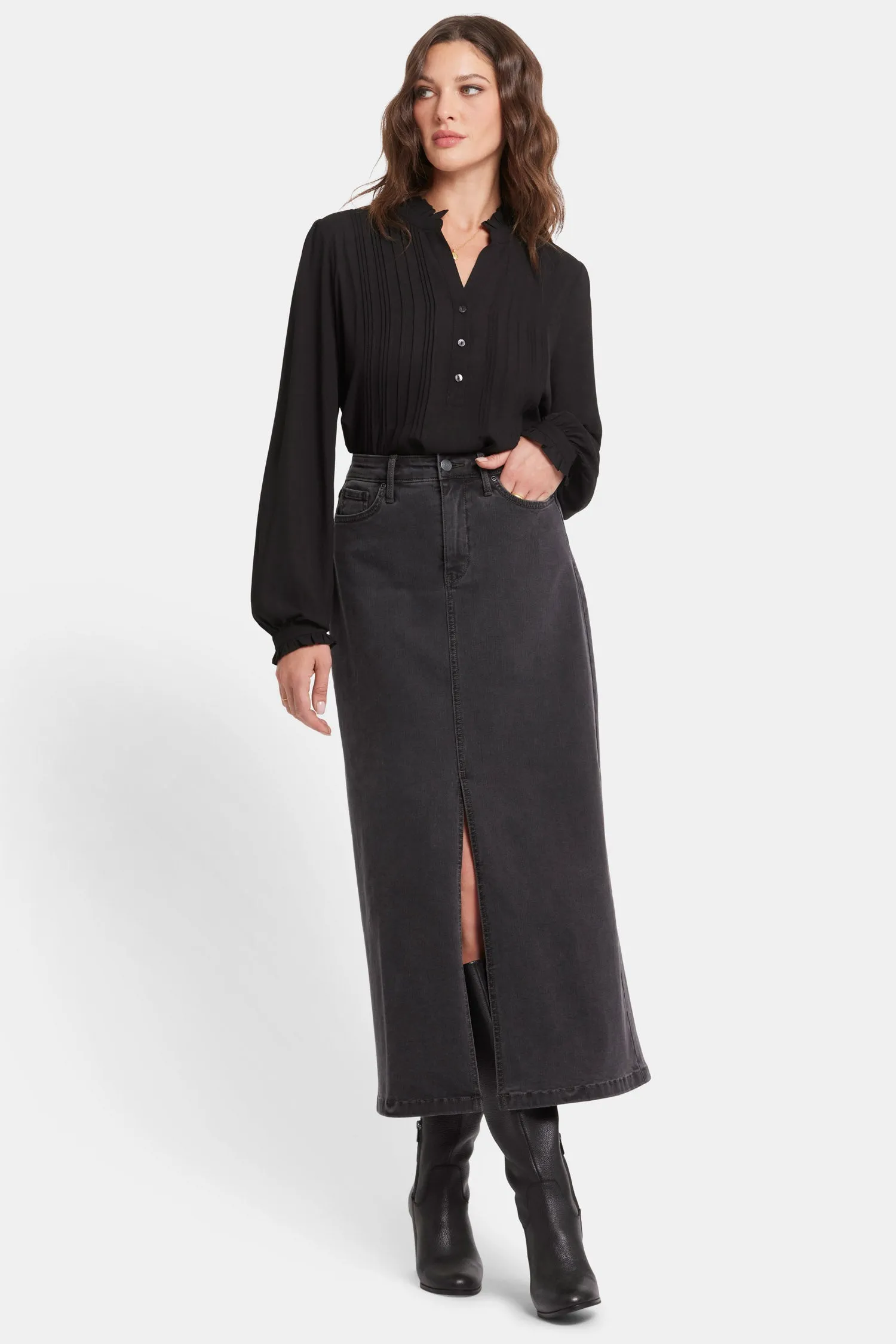 High Rise Long Skirt In Petite - Cloud Stone