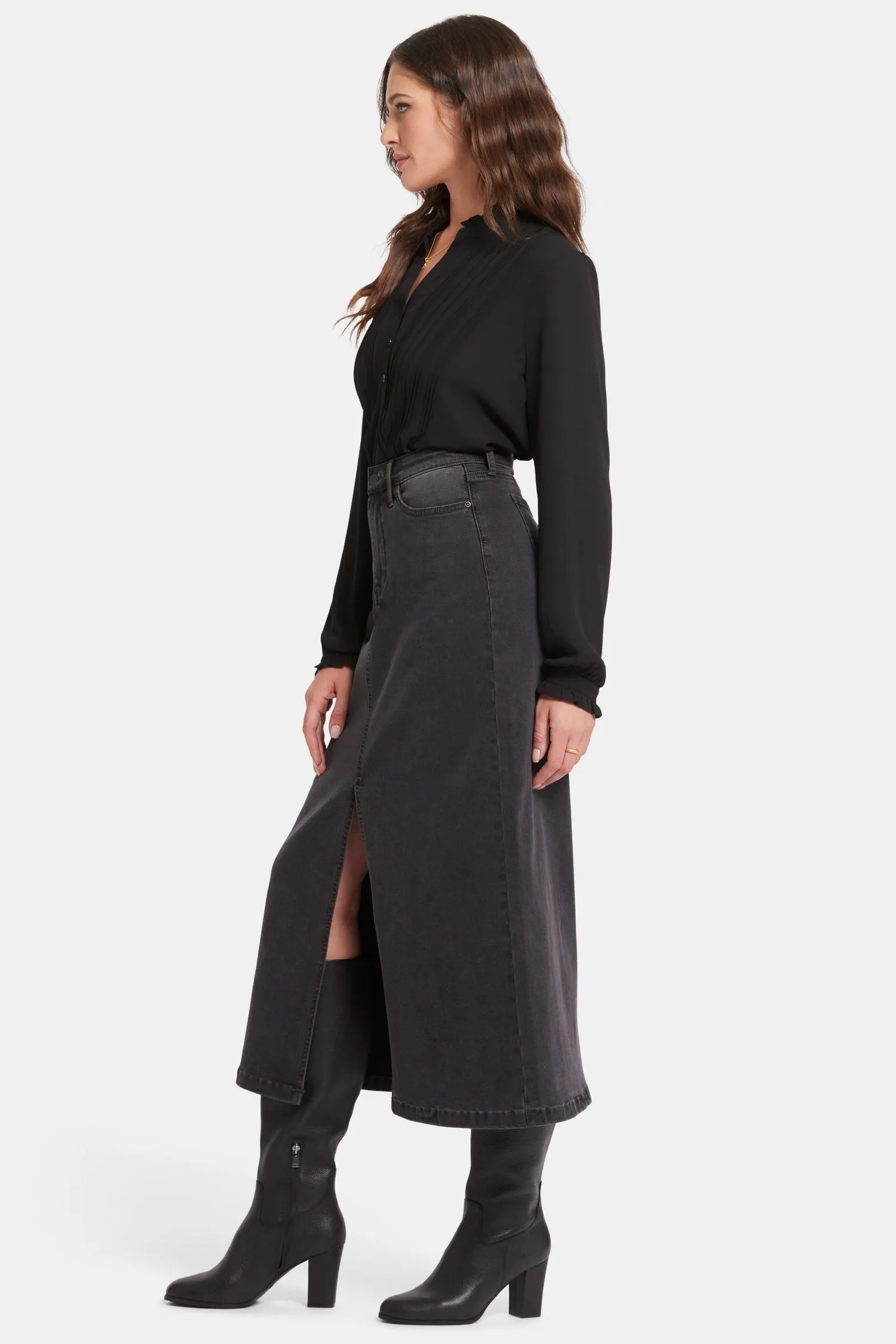 High Rise Long Skirt In Petite - Cloud Stone