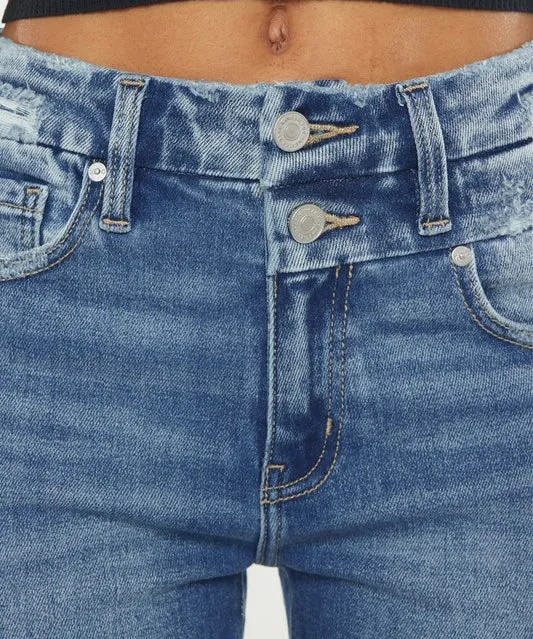High Rise Slim Straight Jeans - Medium Wash