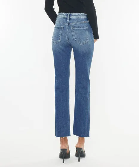 High Rise Slim Straight Jeans - Medium Wash