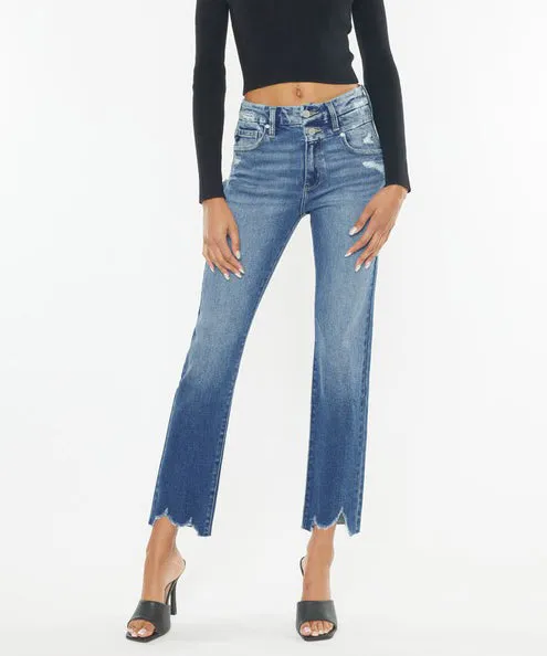 High Rise Slim Straight Jeans - Medium Wash