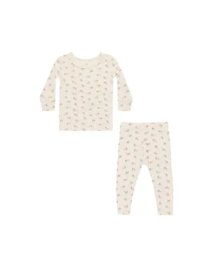 Holly Berry Bamboo Pajama Set in Natural
