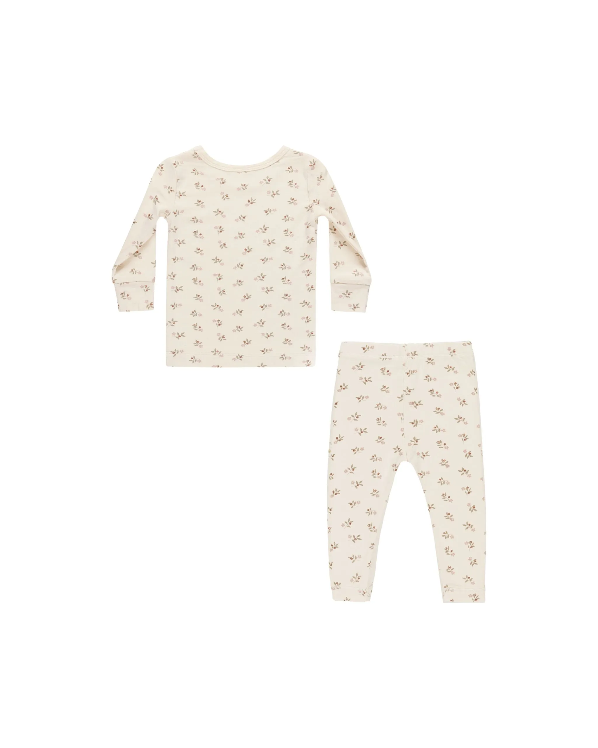 Holly Berry Bamboo Pajama Set in Natural