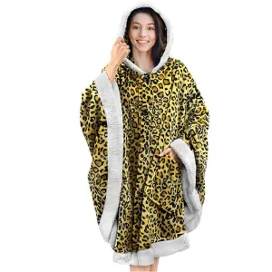 Hoodies Blankets Fall/Winter Women's Cloak Leopard Print Soft Cape Shawl