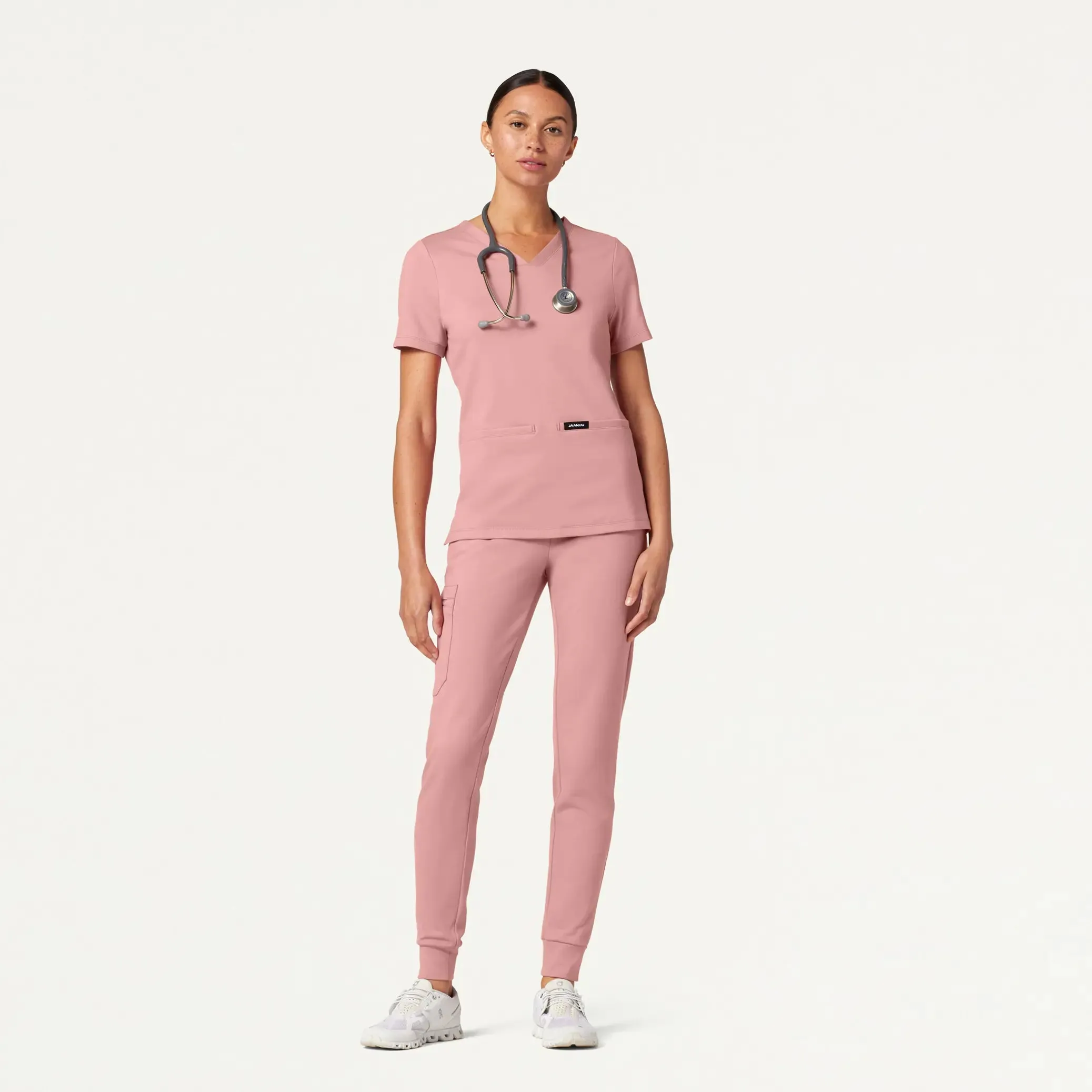 Jaanuu Women's Cesi Slim ULTRAsoft Scrub Top - Mauve