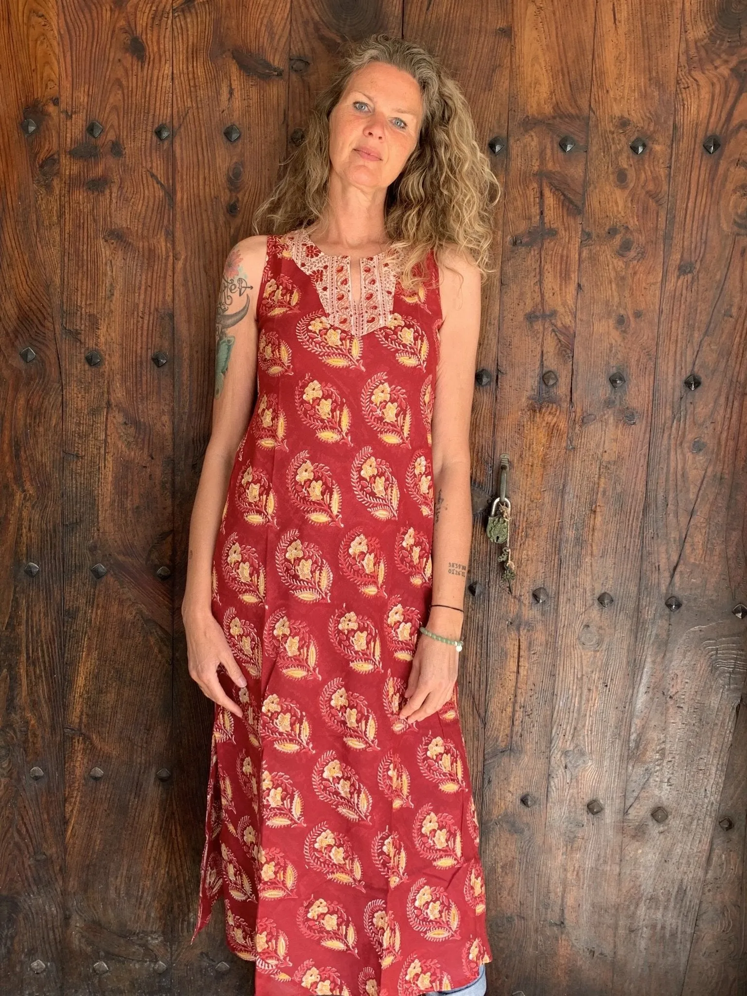 Jaipur Kaftan sleeveless rouge maxi long
