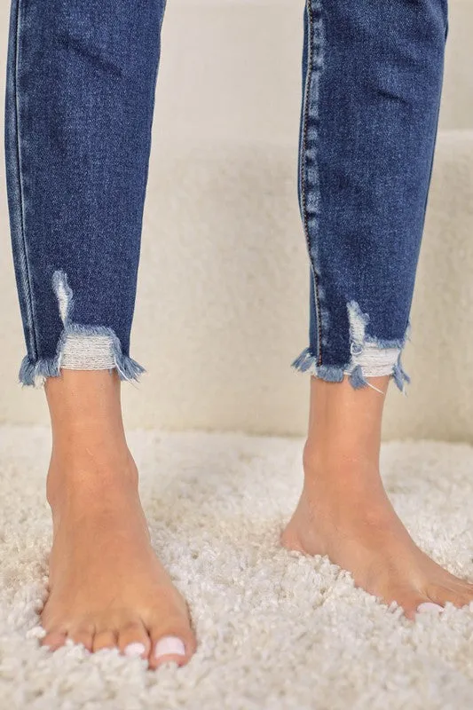 Kan Can HIGH RISE RAW HEM ANKLE SKINNY