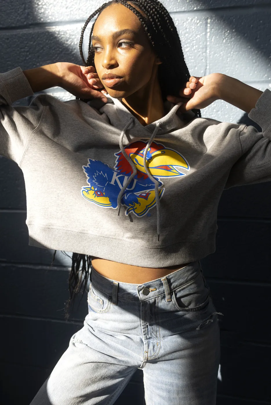 KU Crop Hoodie