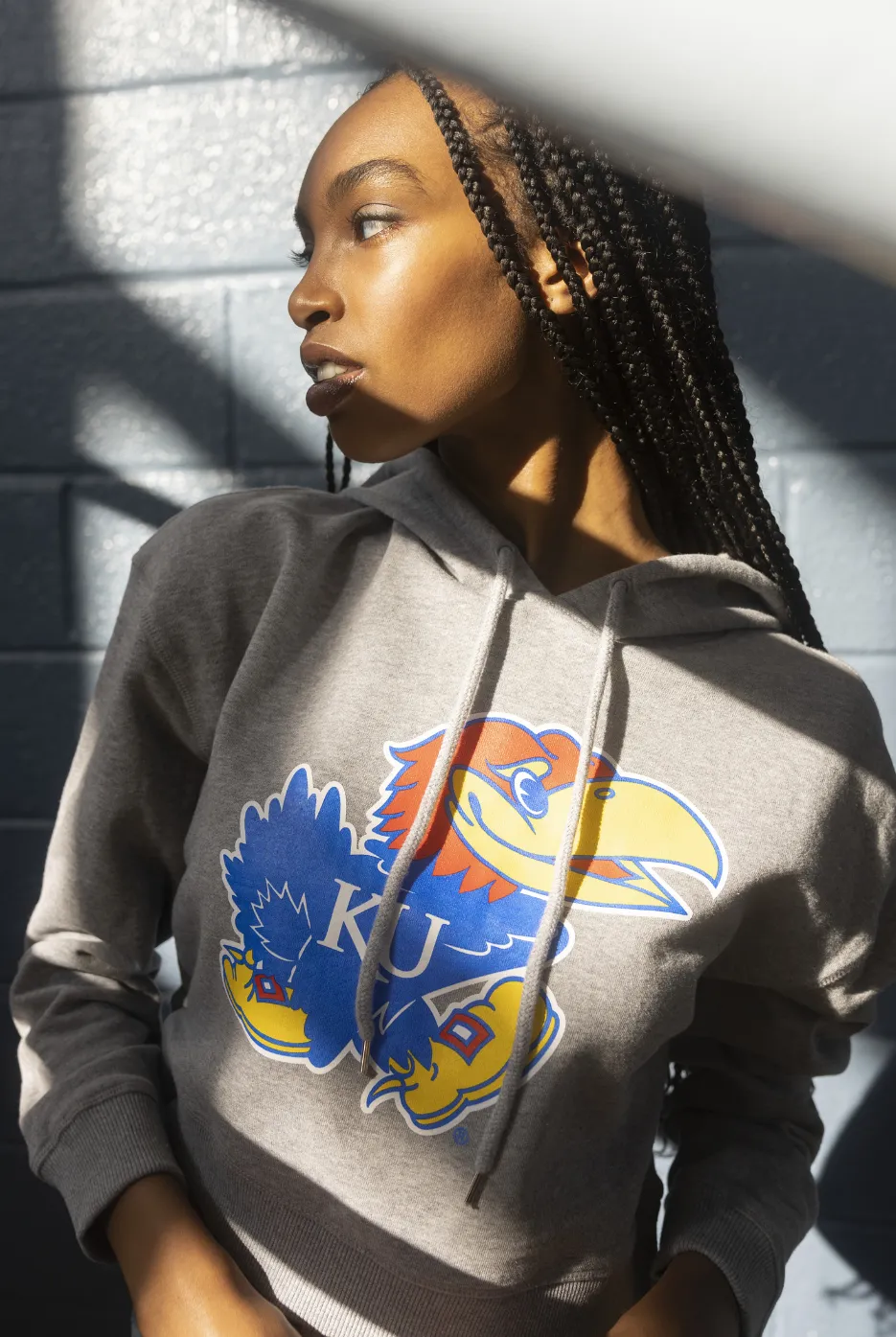 KU Crop Hoodie