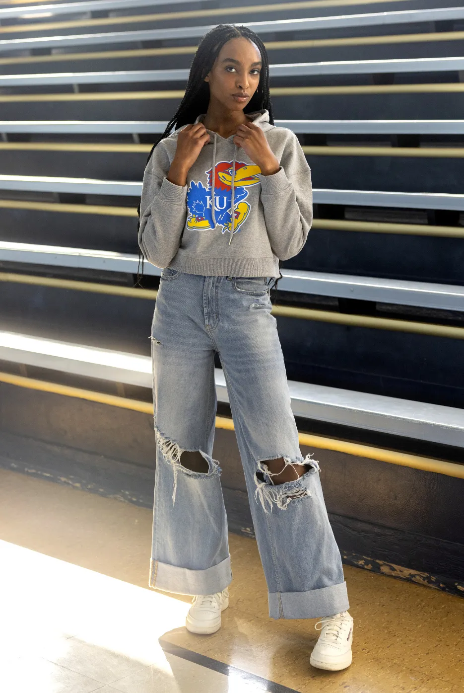 KU Crop Hoodie