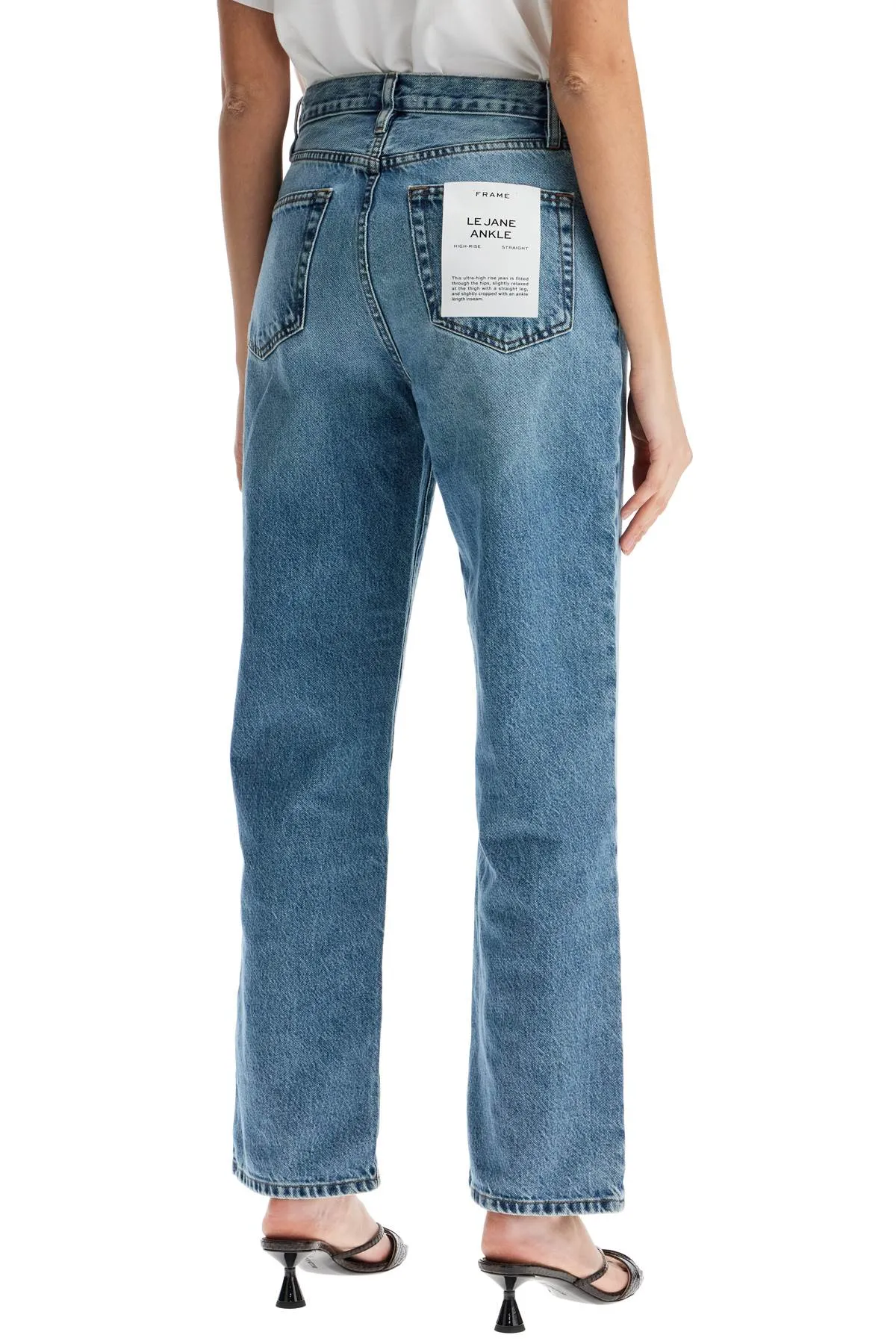 light blue high-waisted straight ankle jeans le jane
